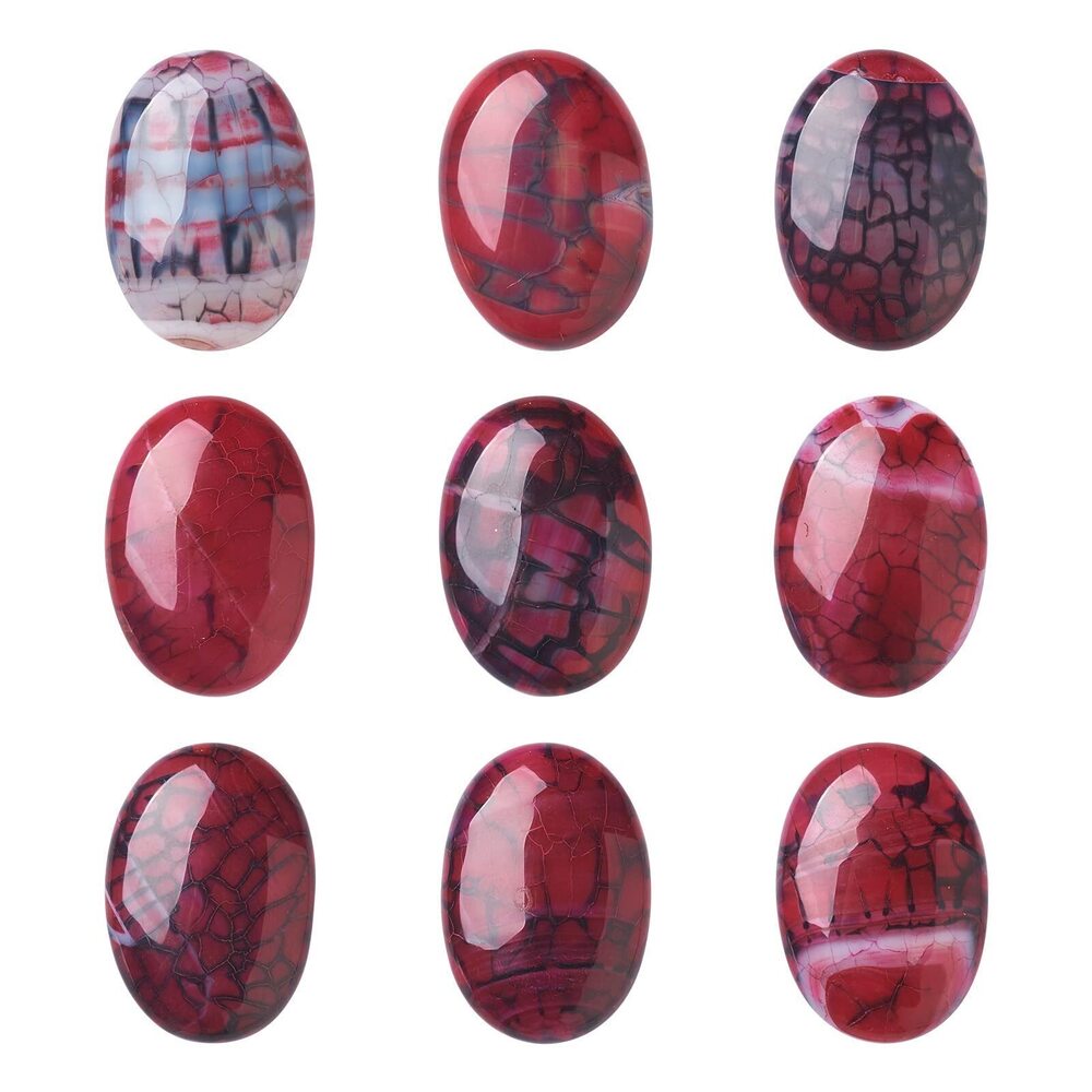 6984 10pcs 35x25mm Oval Natural Dragon Veins Agate Gemestone Cabochons Flat